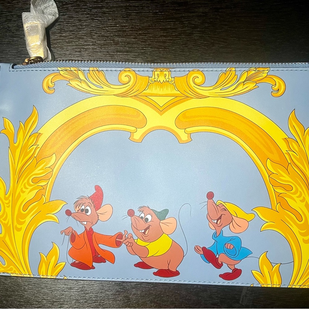 Versace Blue and Yellow Clutch with Cartoon Design